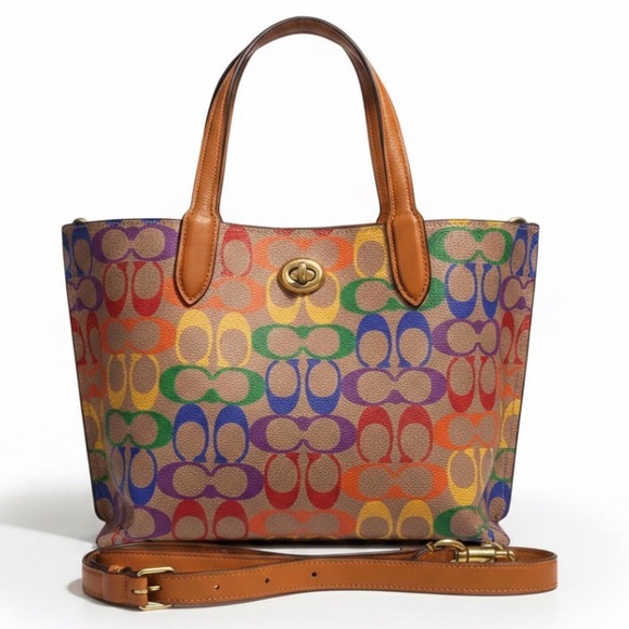Coach Handbags - Coach Willow Pride Monogram Coated Canvas Rainbow Signature C Tote Crossbody